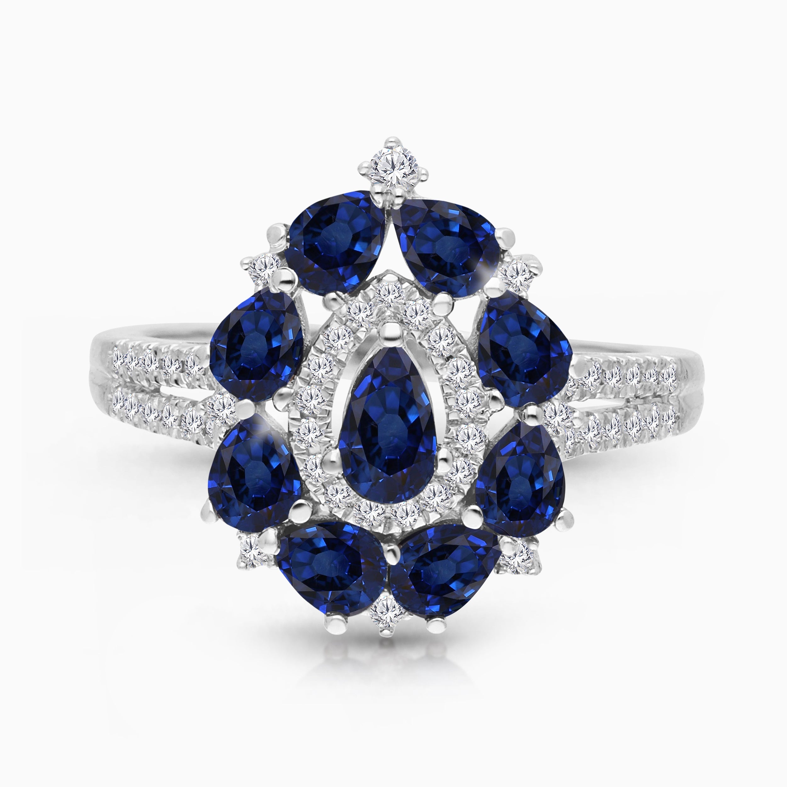 Teardrop Halo Sapphire Ring
