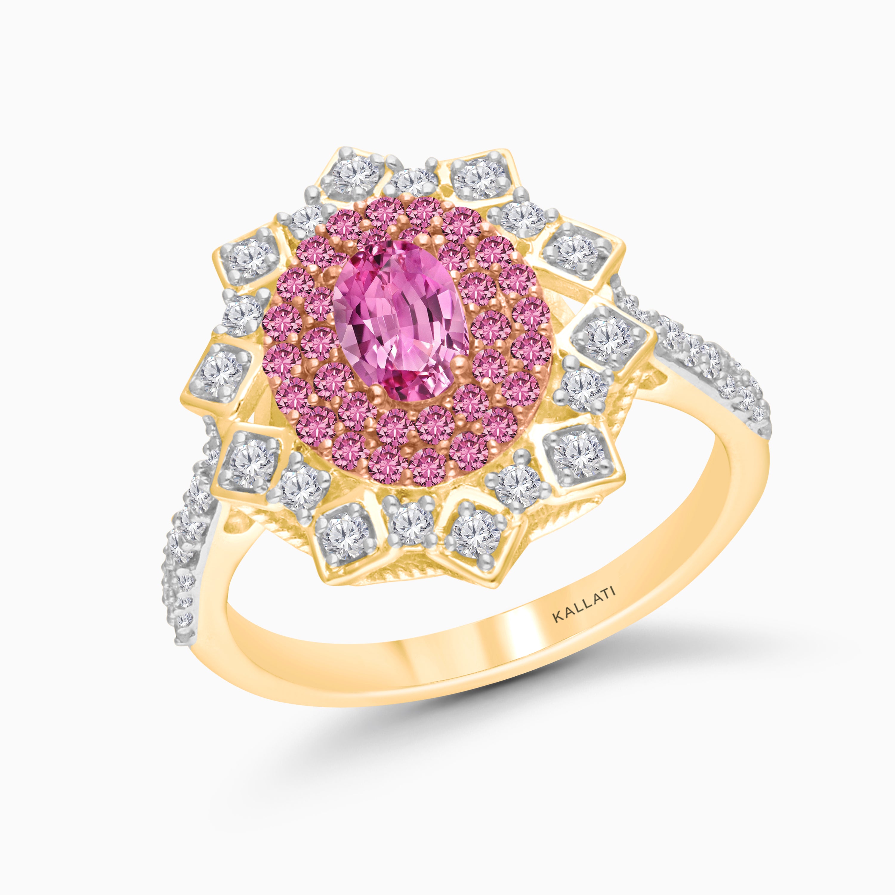 Pink Mirror Sapphire & Diamond Ring