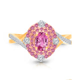 14 kt Yellow Gold Pink Sapphire with White Diamond Ring