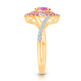 14 kt Yellow Gold Pink Sapphire with White Diamond Ring