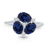 14kt White Gold Luxurious Blue Sapphire and Diamond Petal Ring