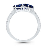 14kt White Gold Luxurious Blue Sapphire and Diamond Petal Ring