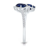 14kt White Gold Luxurious Blue Sapphire and Diamond Petal Ring