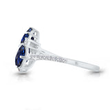 14kt White Gold Luxurious Blue Sapphire and Diamond Petal Ring