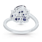 14kt White Gold Luxurious Blue Sapphire and Diamond Petal Ring