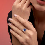 14kt White Gold Luxurious Blue Sapphire and Diamond Petal Ring