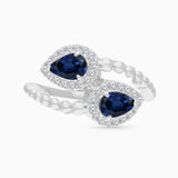 Teardrop Sapphire Bypass Ring Blue Sapphire