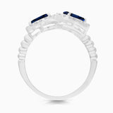 Teardrop Sapphire Bypass Ring Blue Sapphire