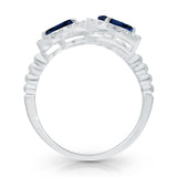 14kt White Gold Graceful Blue Sapphire & Diamond Blossom Ring