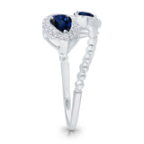 14kt White Gold Graceful Blue Sapphire & Diamond Blossom Ring