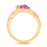 14kt Yellow Gold Elegant Pink Sapphire and Diamond Flower Ring