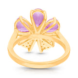 14kt Yellow Gold Pink Sapphire and Diamond Flower Ring