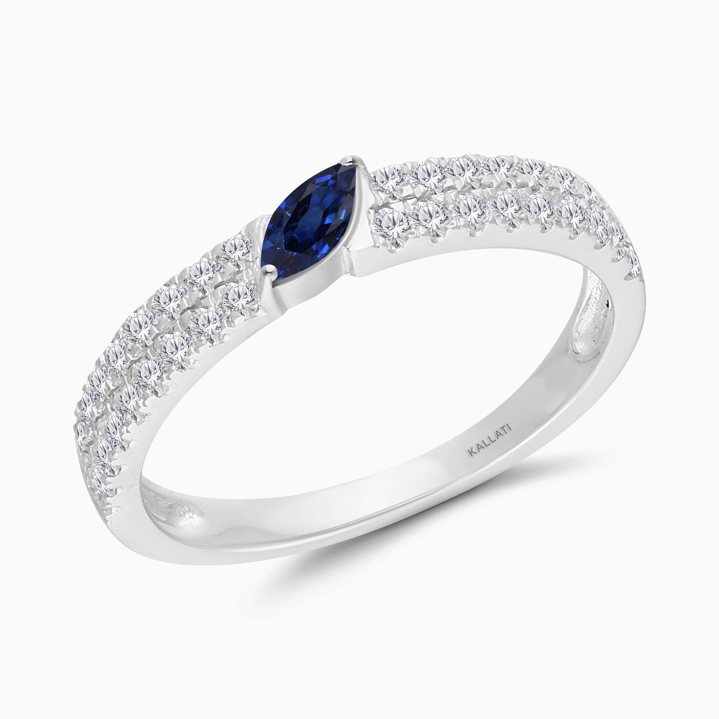 Row of Diamonds Marquise Sapphire Band
