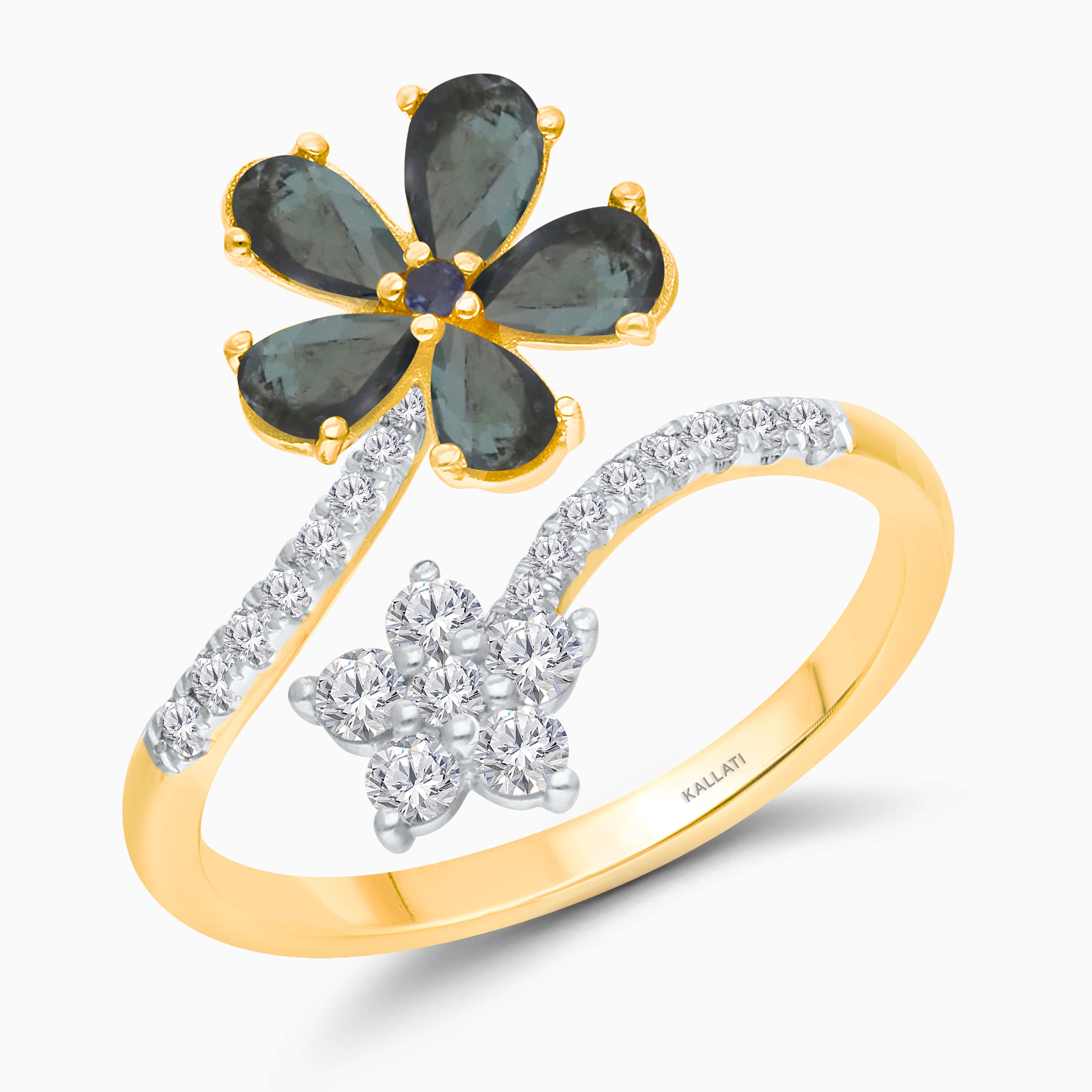 Budding Flowers Sapphire & Diamond Ring