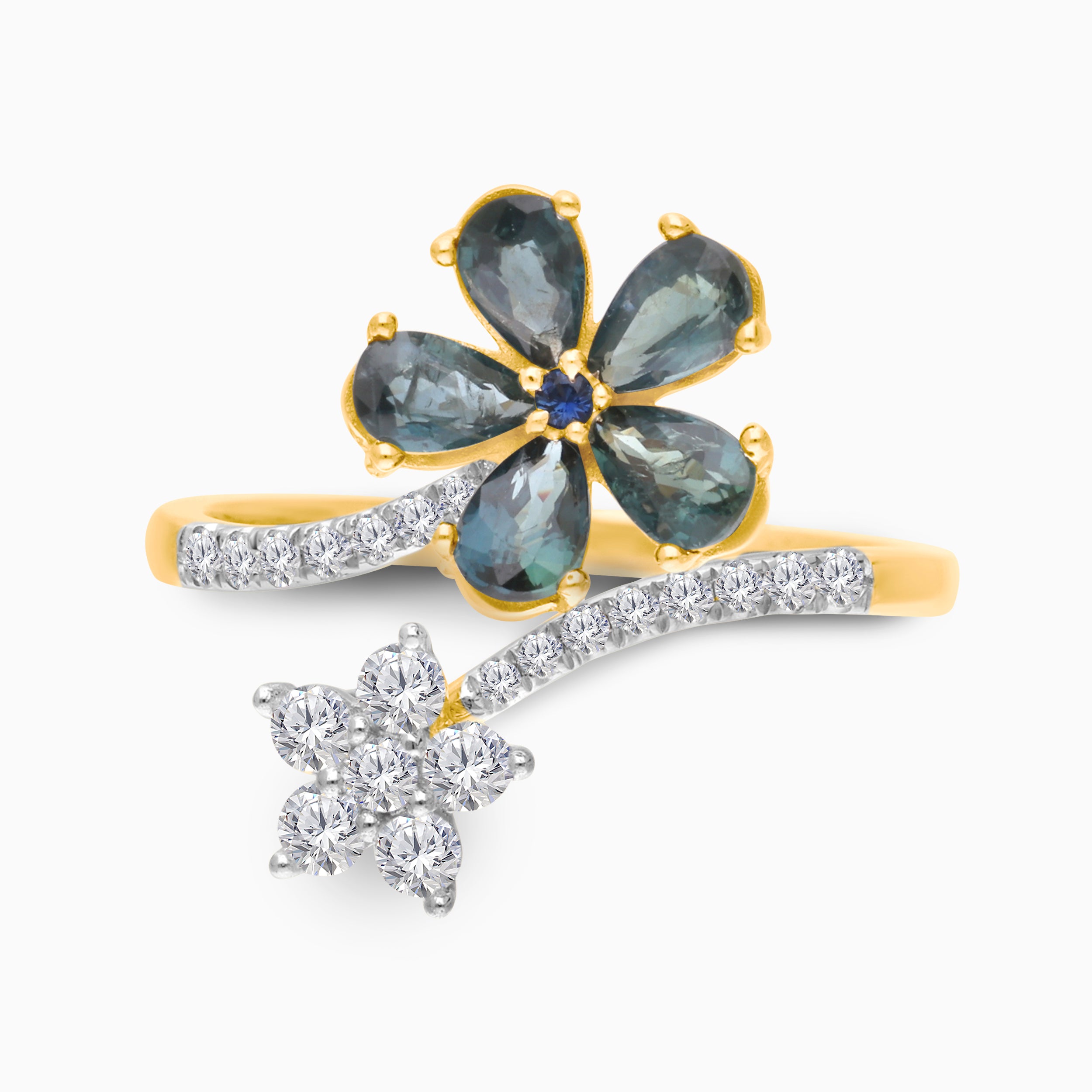 Budding Flowers Sapphire & Diamond Ring