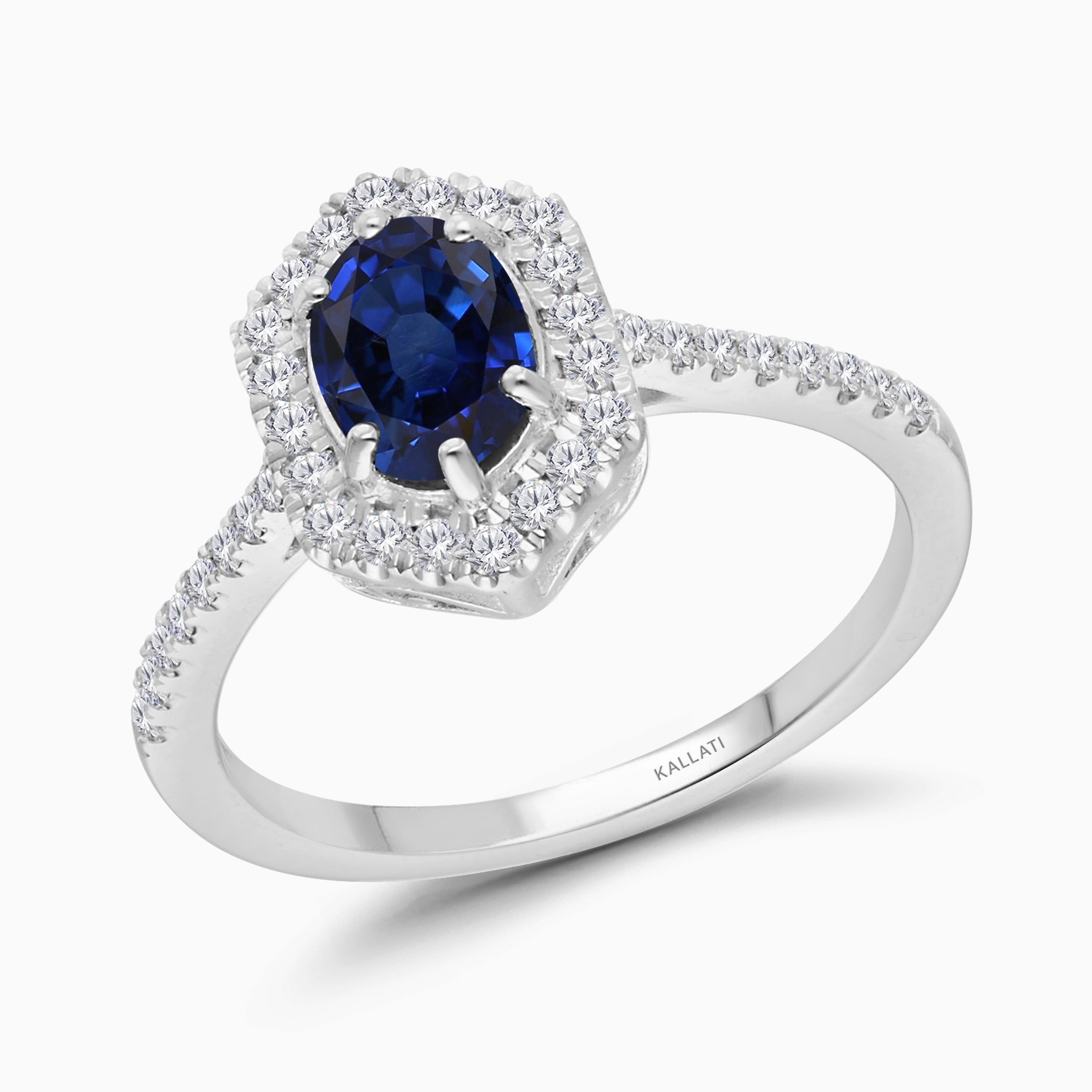 Sapphire Shield Diamond Ring