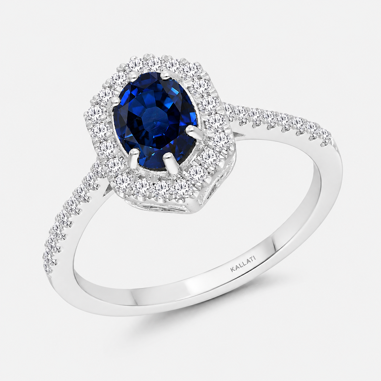 Sapphire Shield Diamond Ring Blue Sapphire