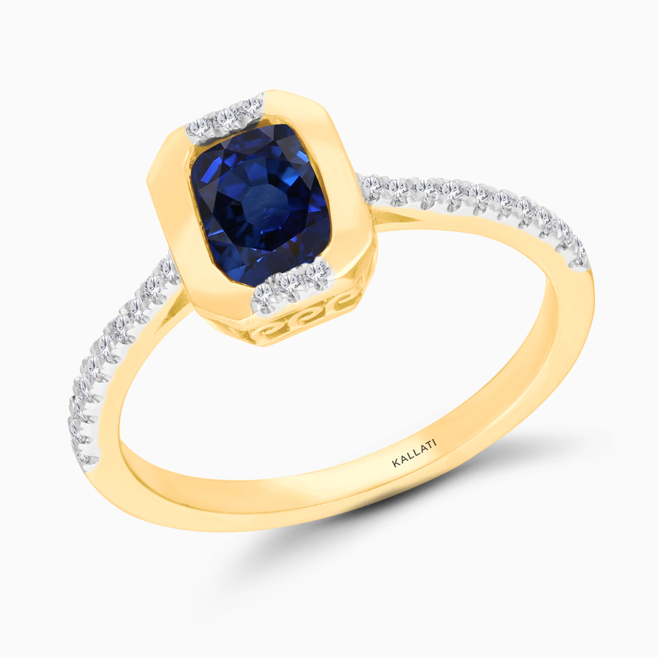 Sapphire Emerald Bezel Ring