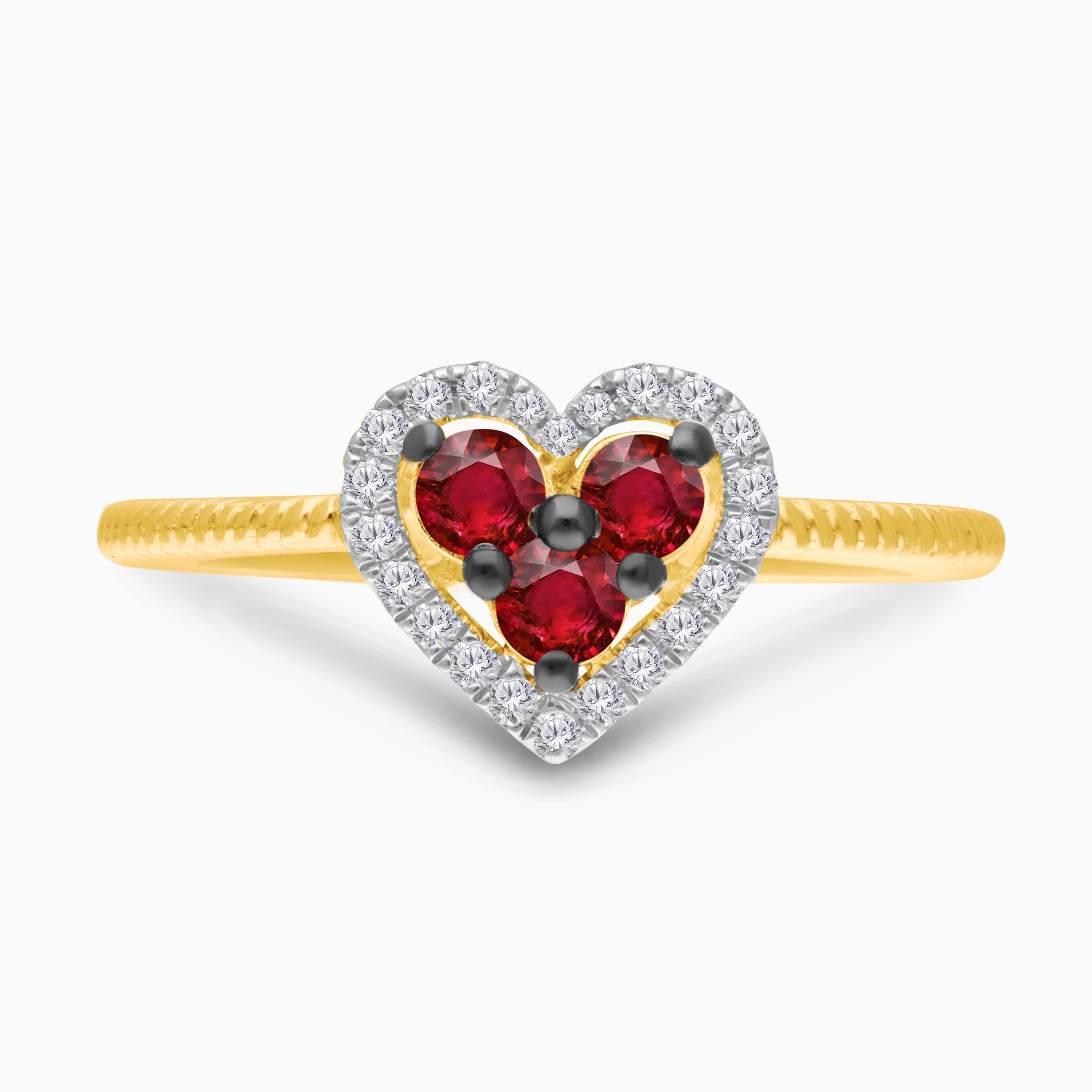 Ruby Trio Heart Ring