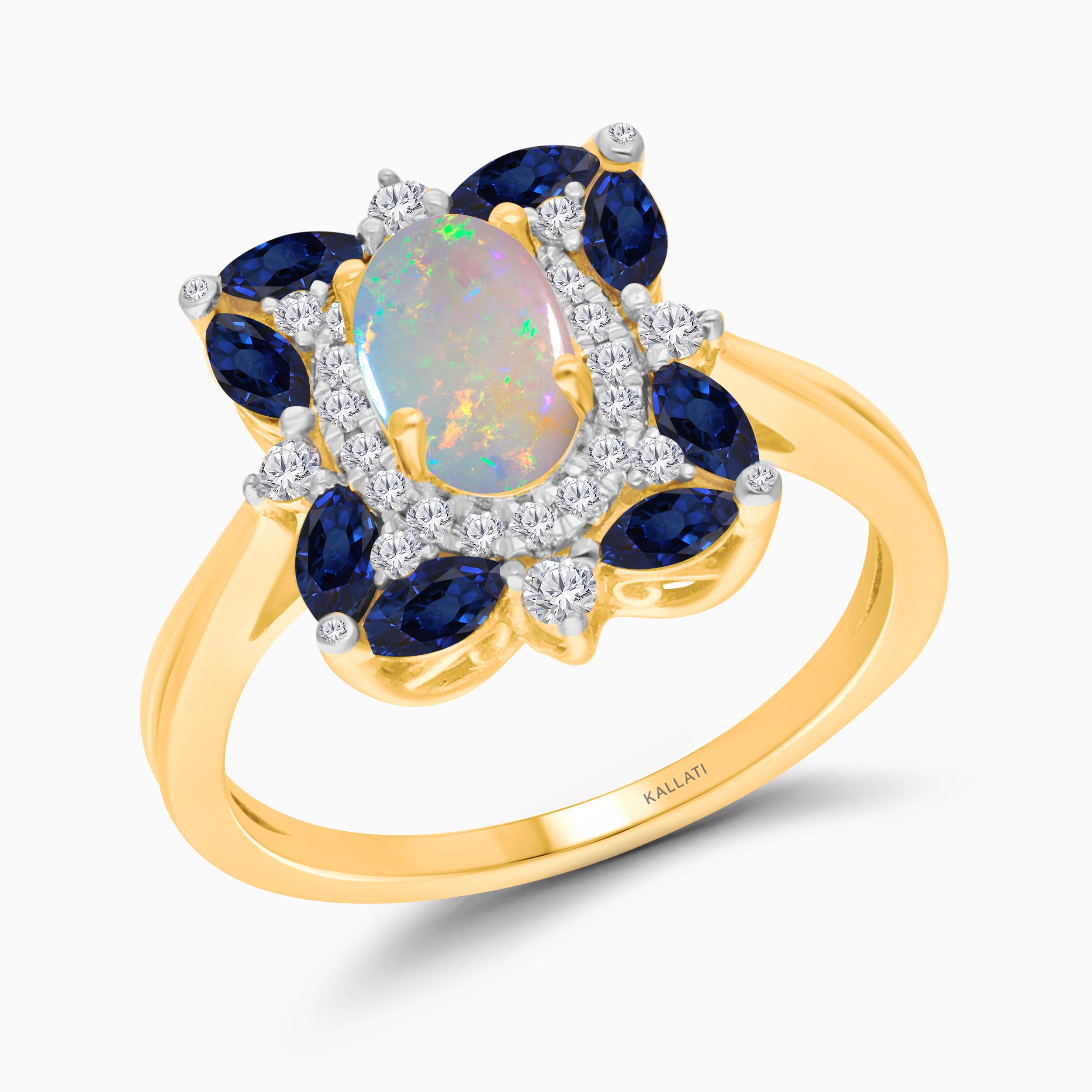 Opal Blossom Sapphire & Diamond Ring