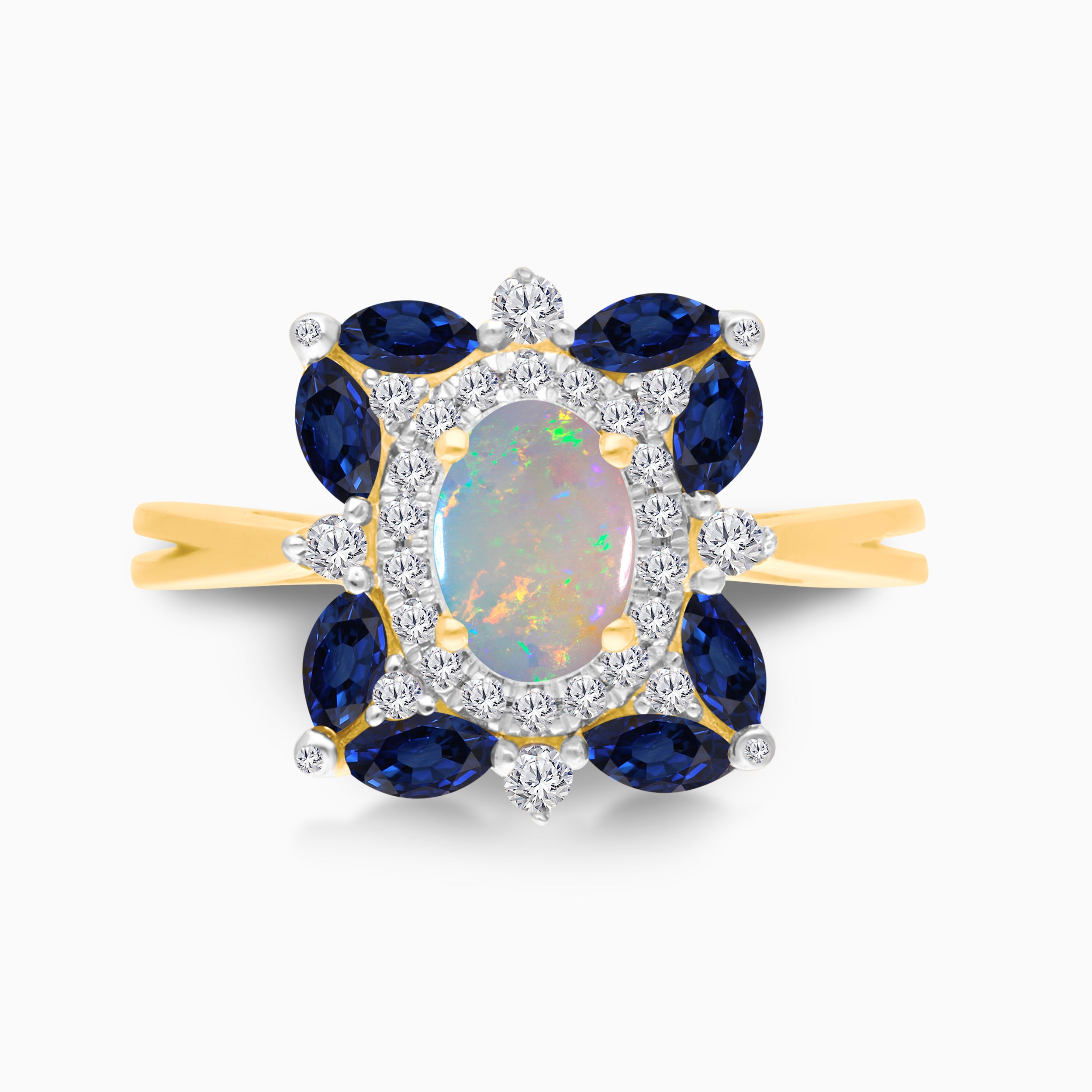 Opal Blossom Sapphire & Diamond Ring