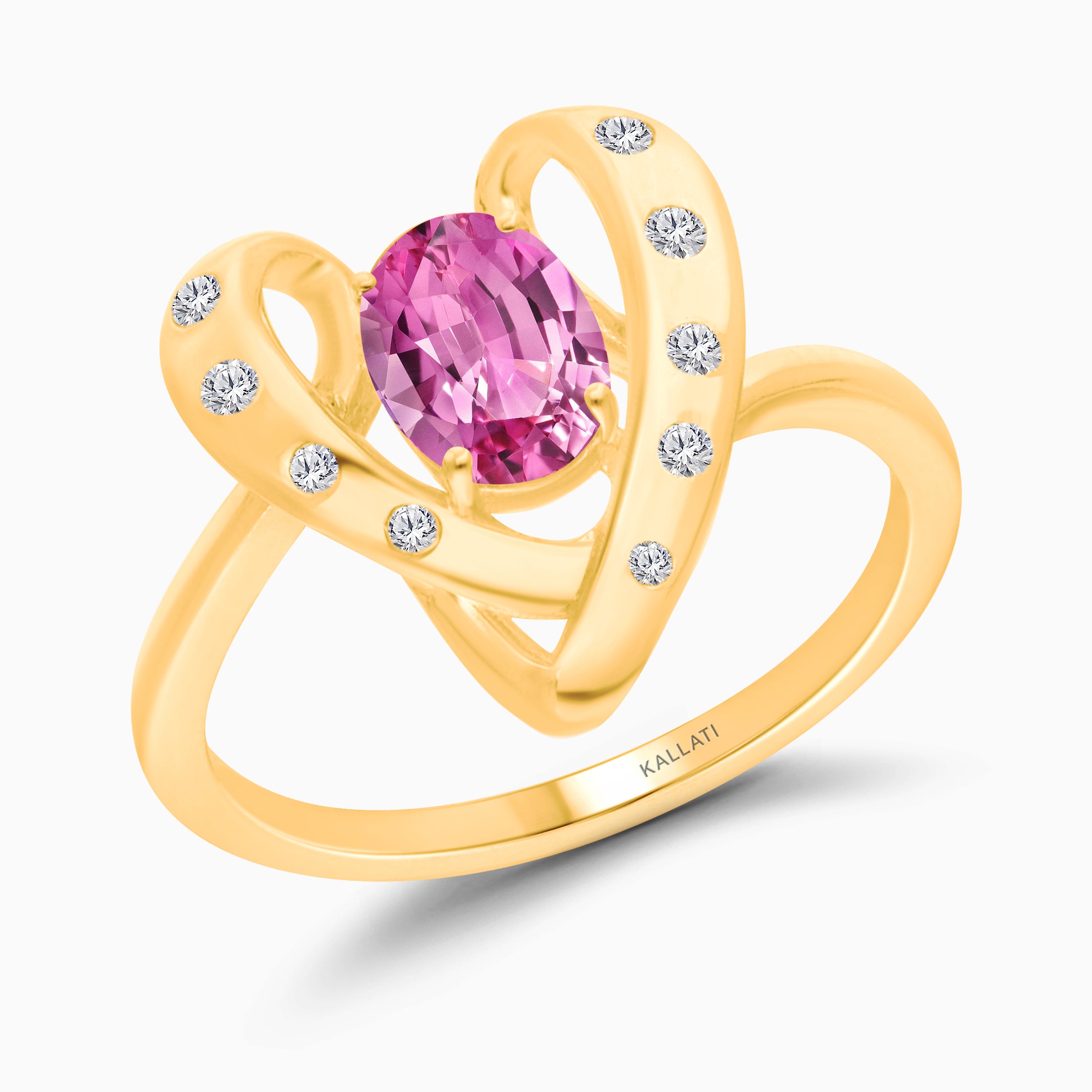 Open Heart Pink Sapphire Ring