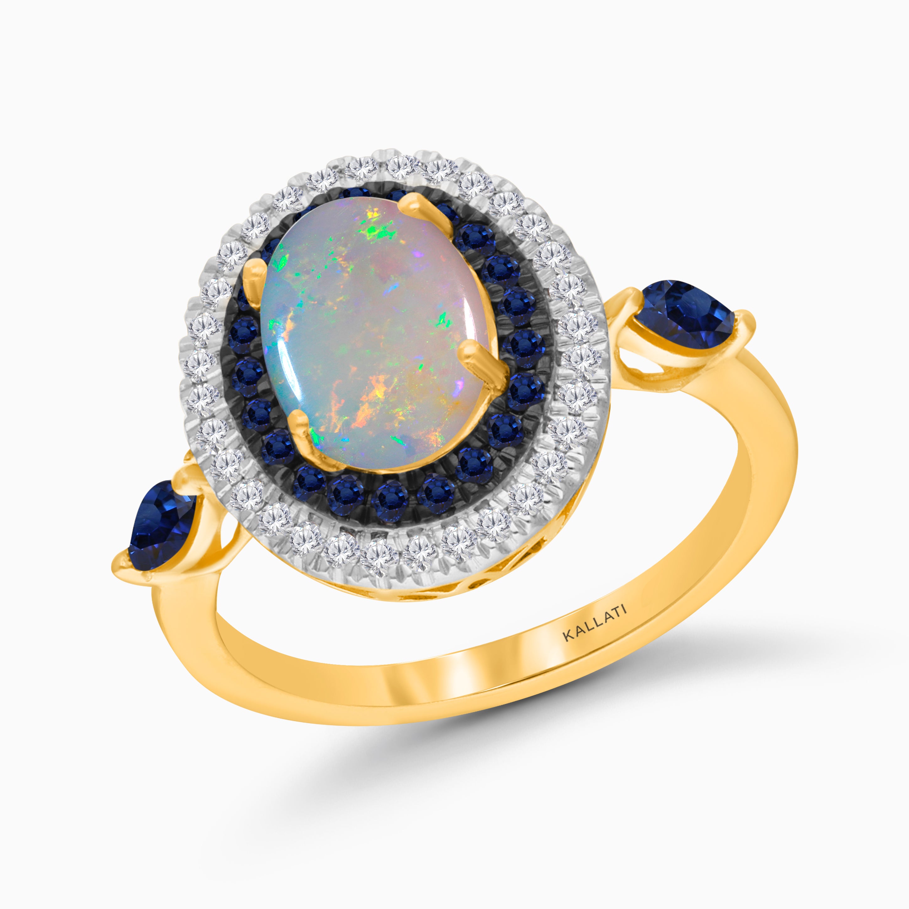 Halo's Of Blues Opal & Diamond Ring