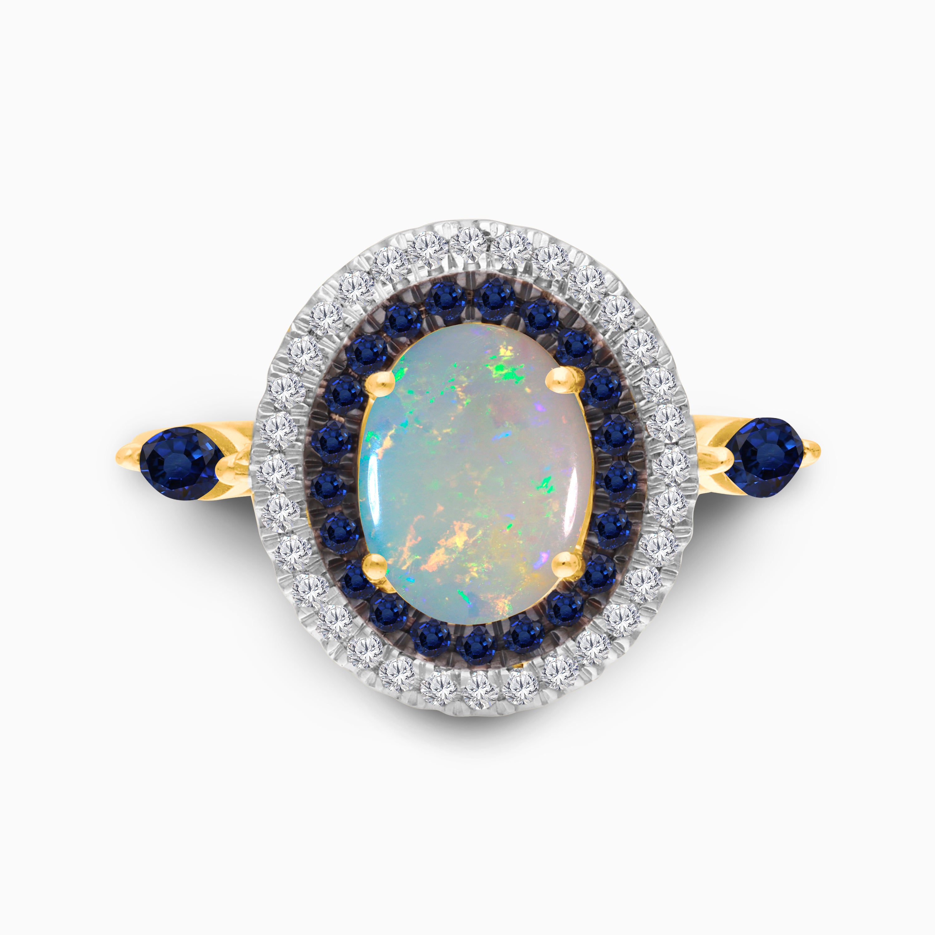 Halo's Of Blues Opal & Diamond Ring