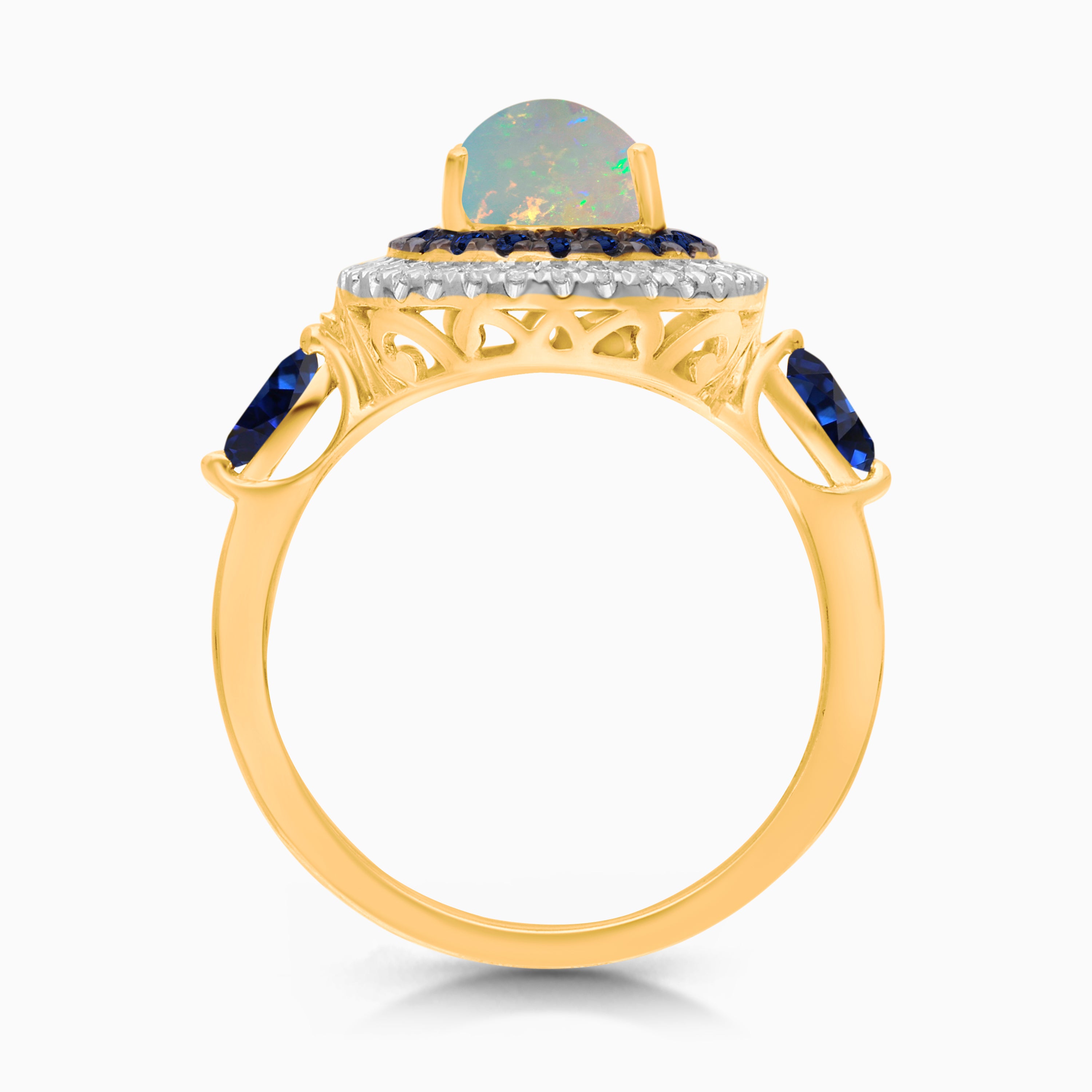 Halo's Of Blues Opal & Diamond Ring