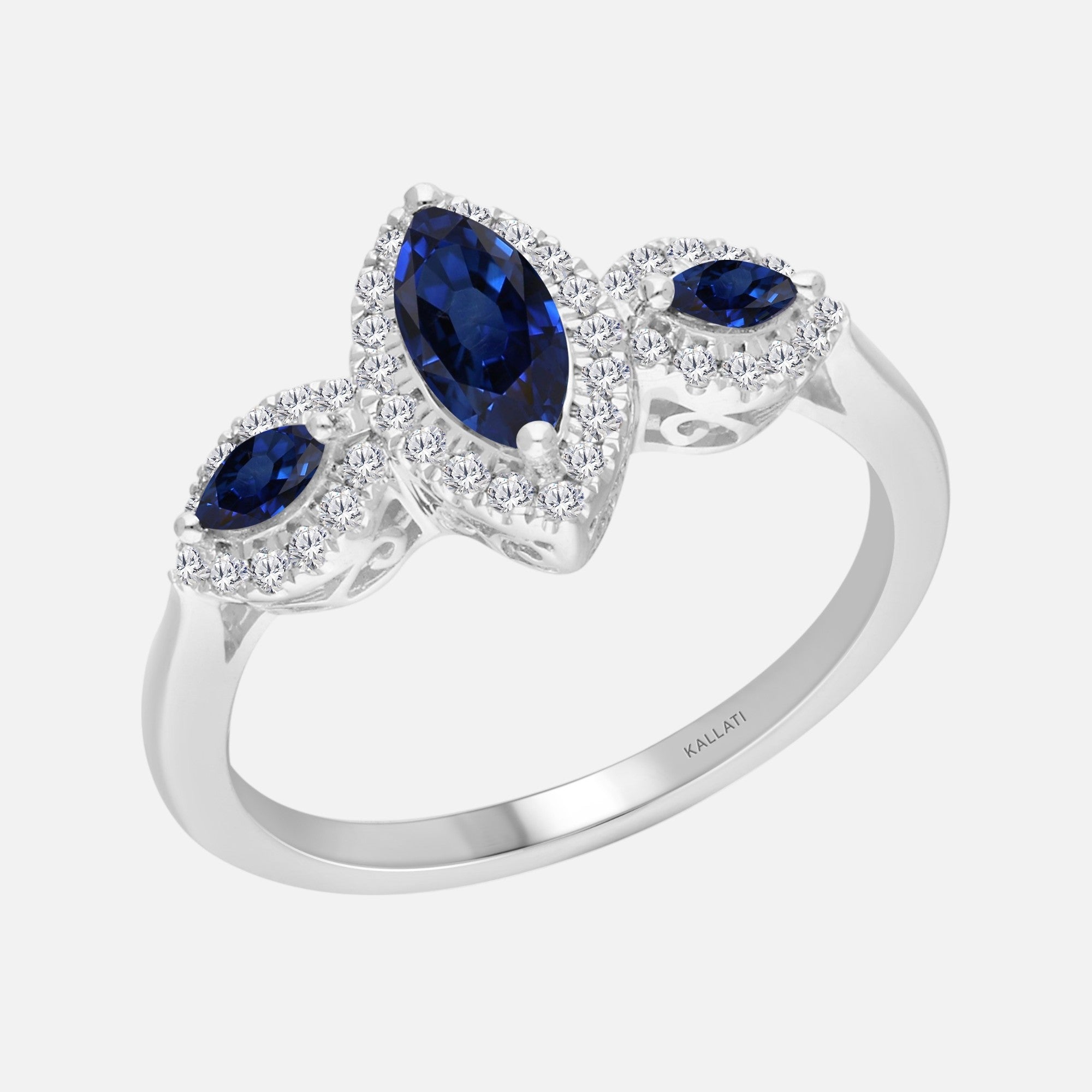 Sapphire Trio Marquise Ring Blue Sapphire