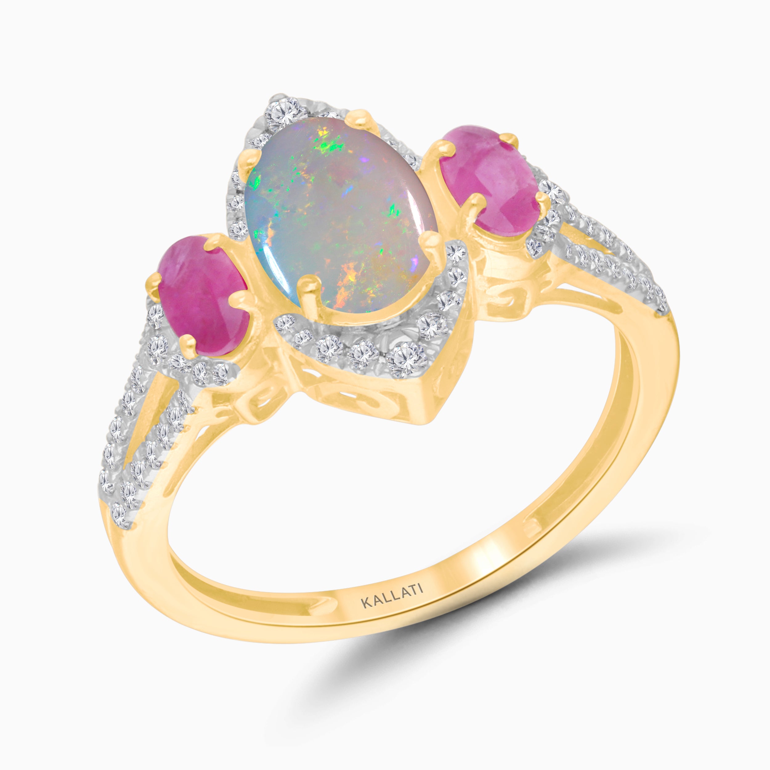 Pink Cloud Opal & Diamond Ring