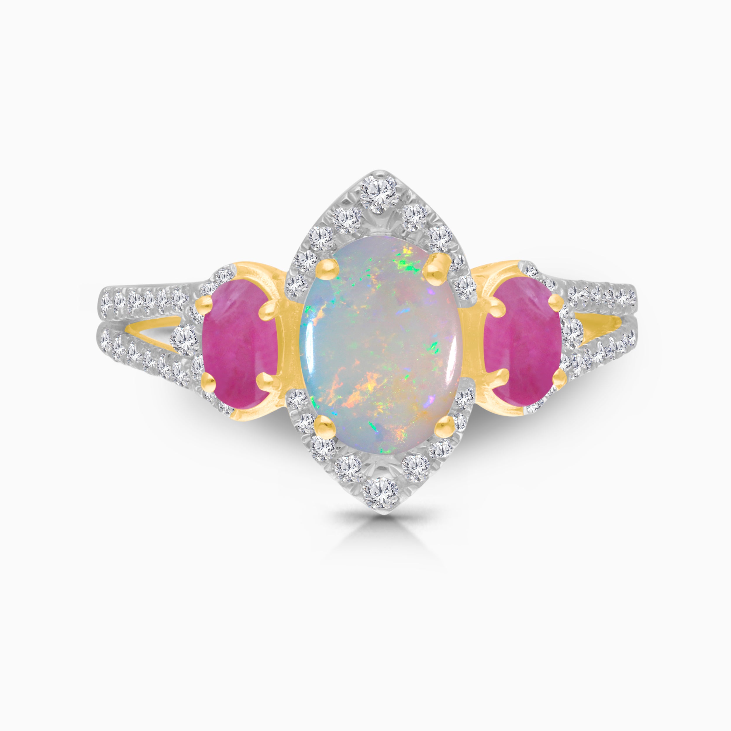 Pink Cloud Opal & Diamond Ring