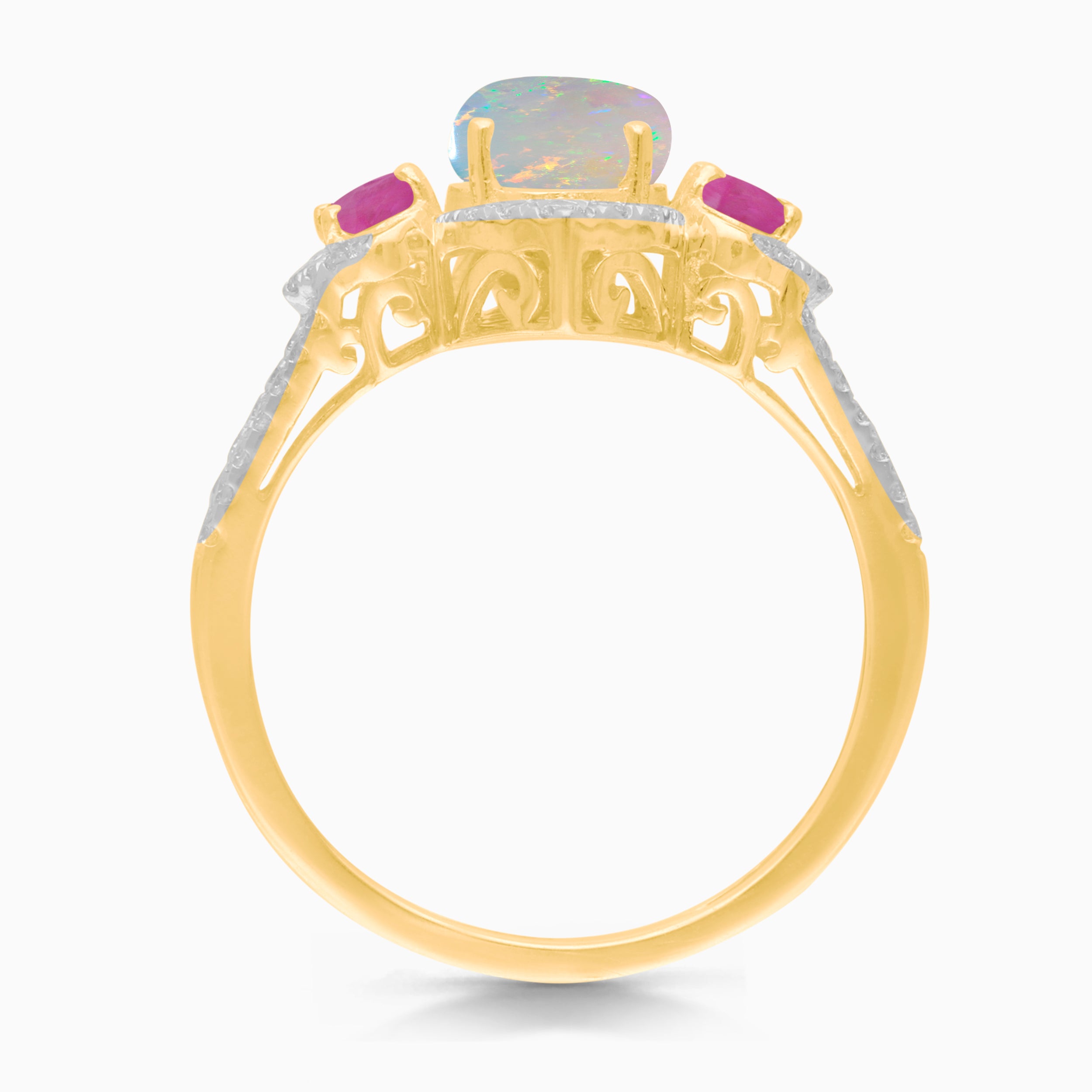 Pink Cloud Opal & Diamond Ring