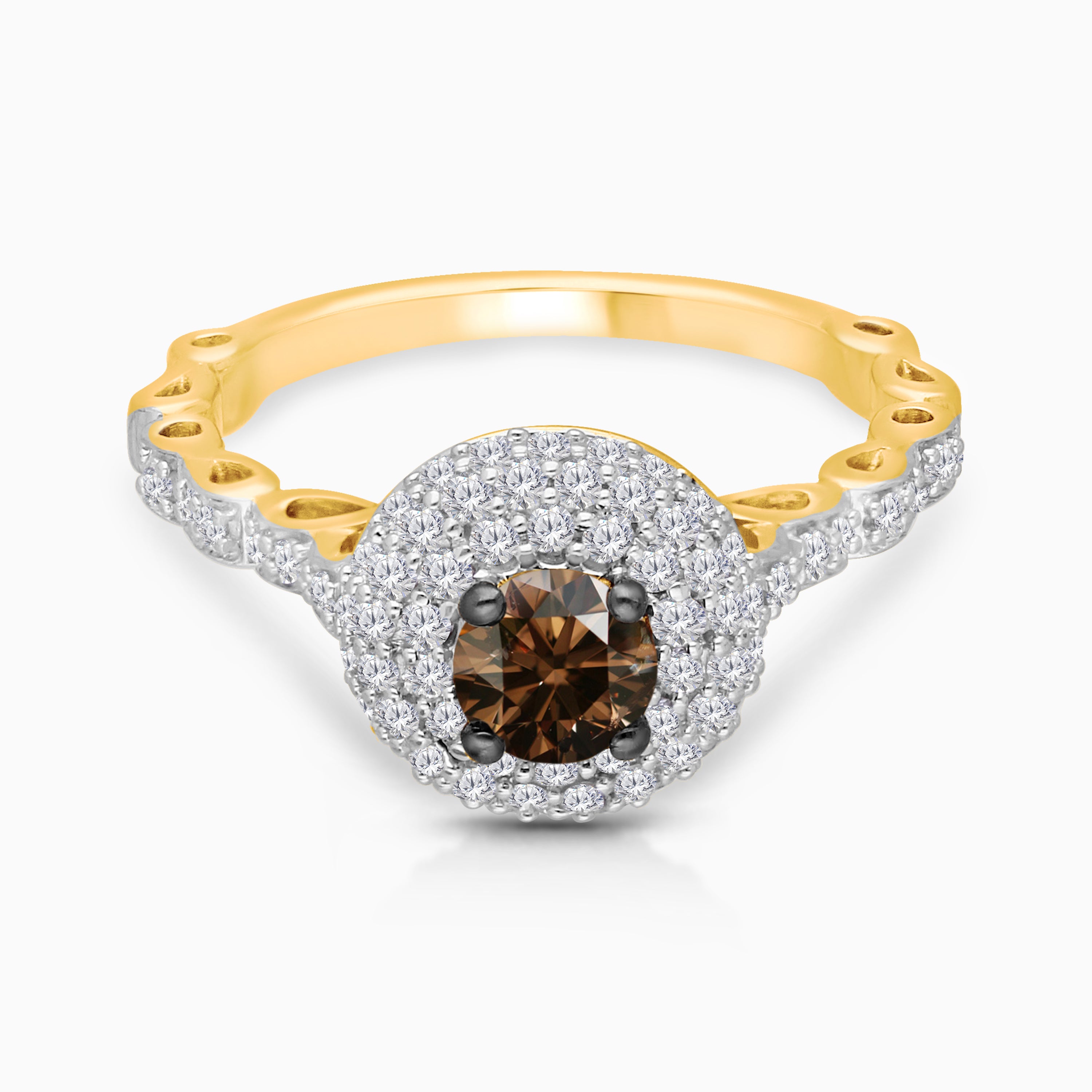 Regal Coco & White Diamond Halo Ring