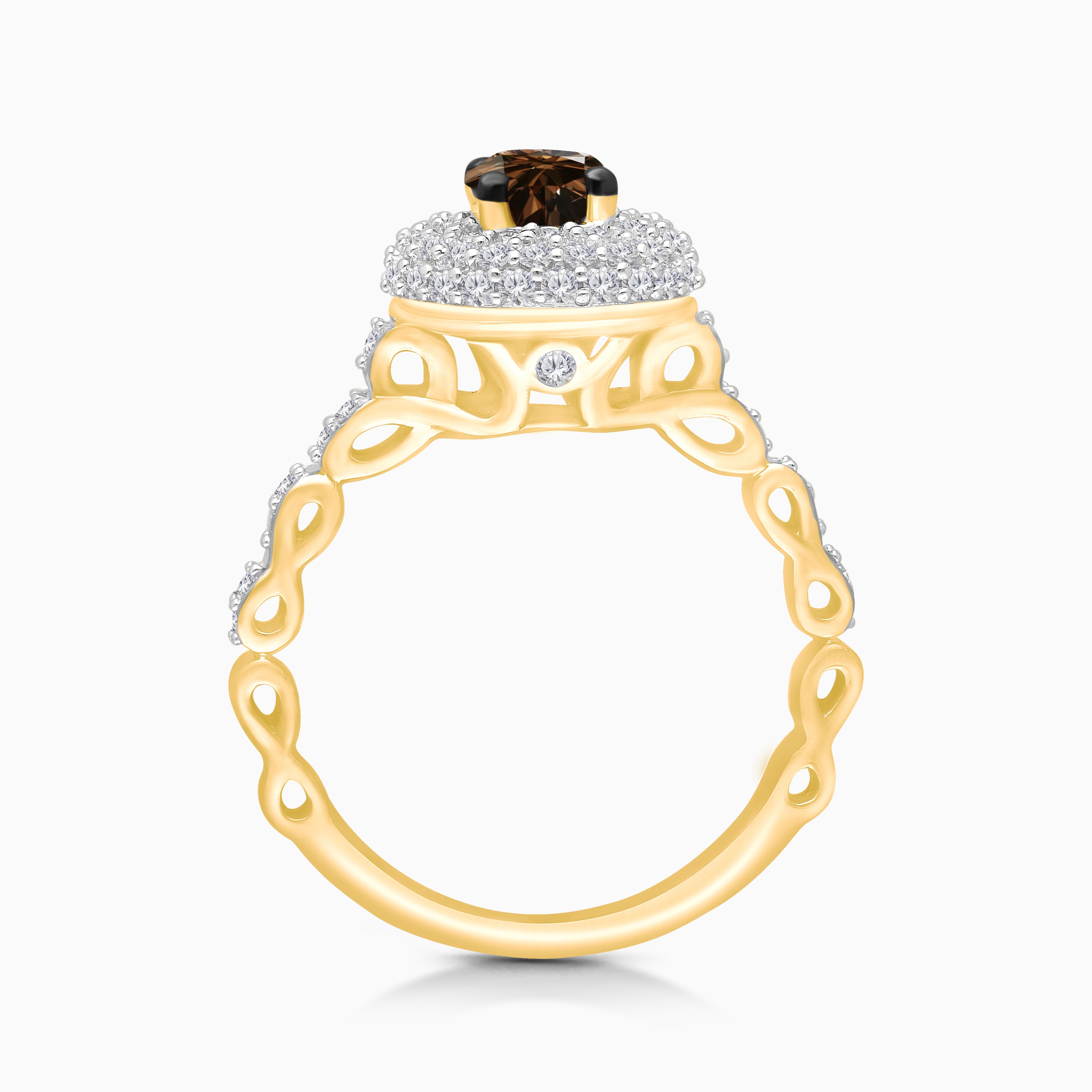 Regal Coco & White Diamond Halo Ring