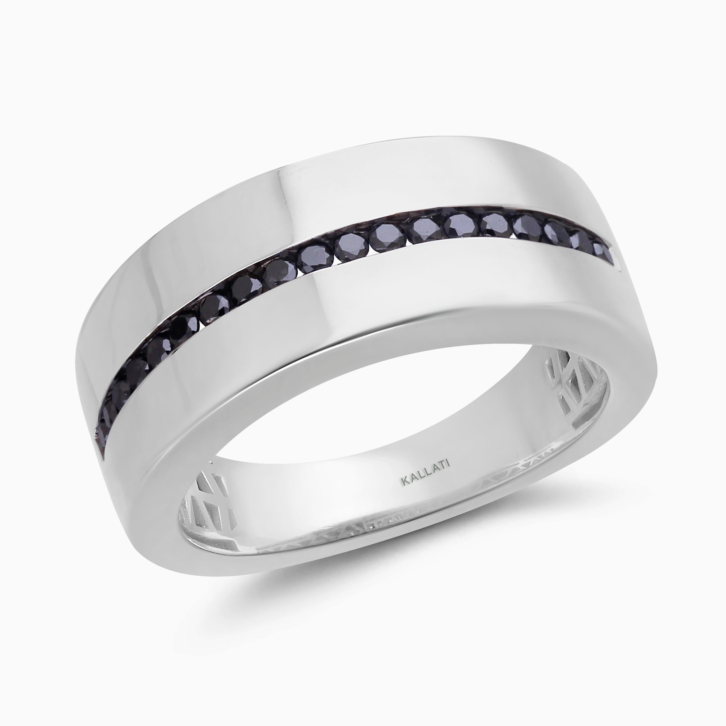 Channel Set Black Diamond Men's Ring