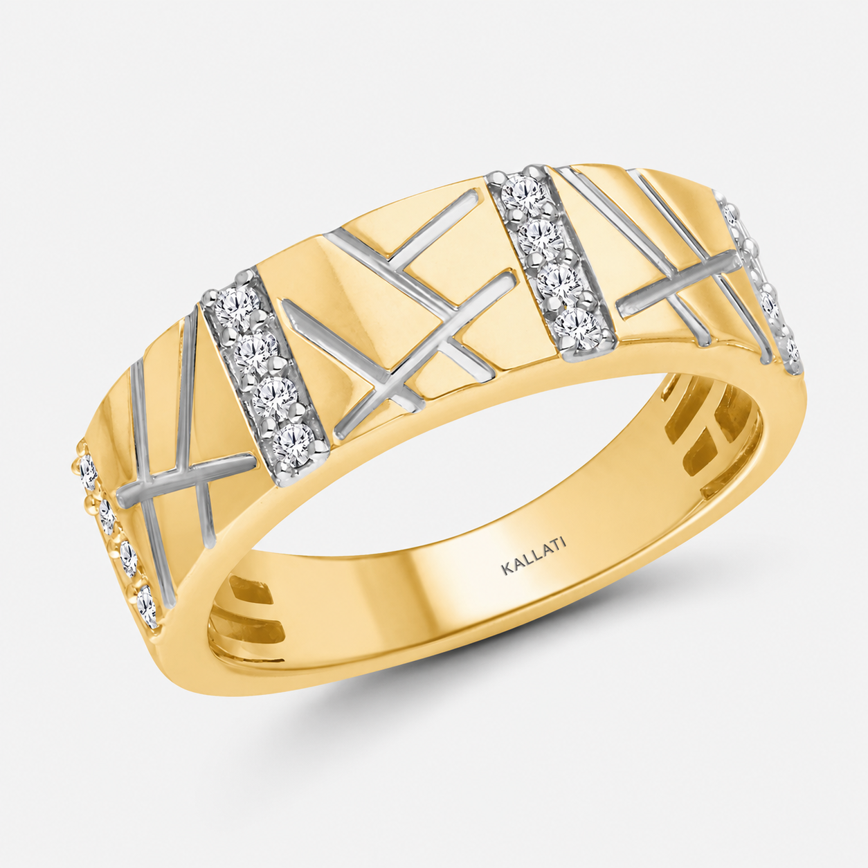 Diamond Geometric Men's Ring White Diamond