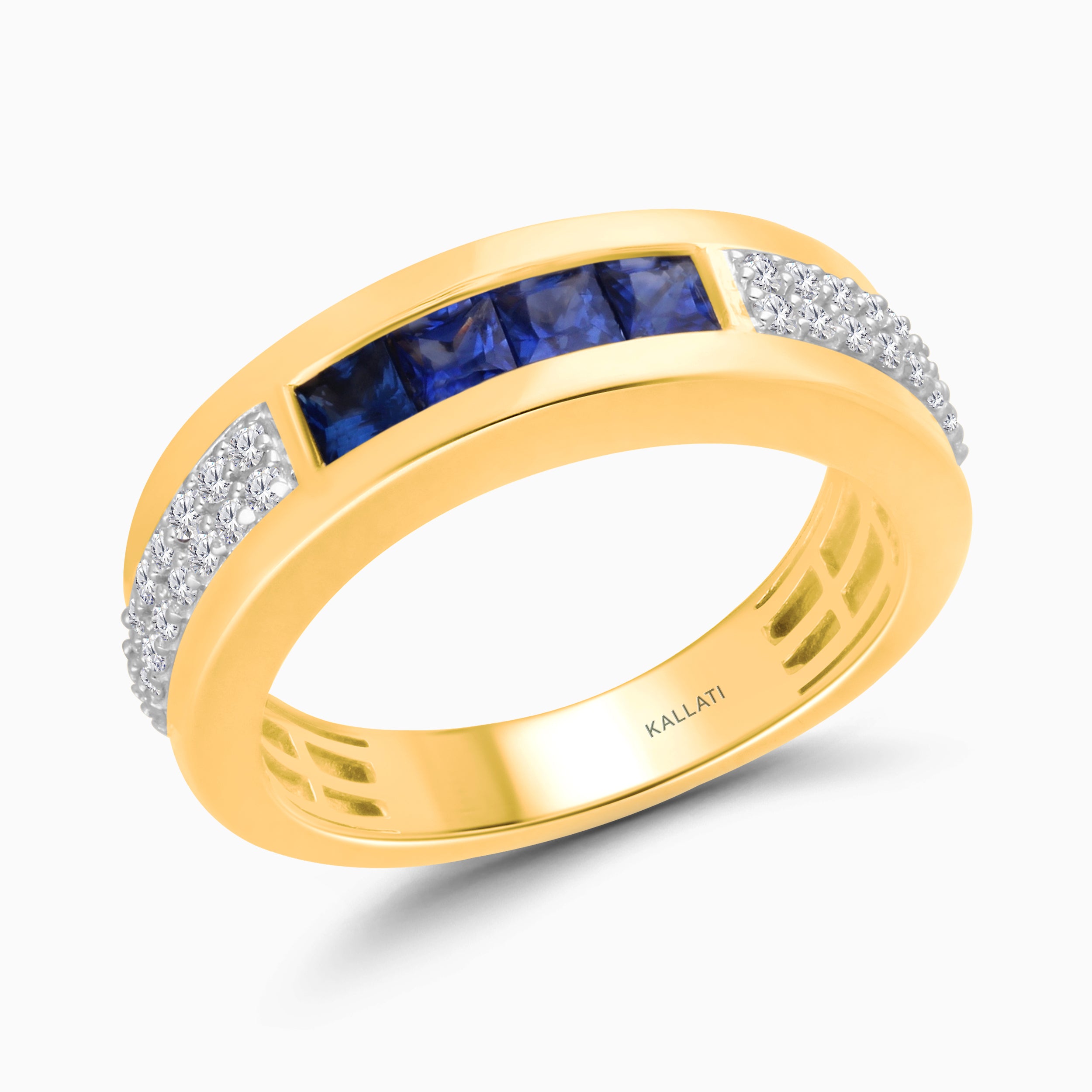 Trail of Blue Diamond & Sapphire Men's Band