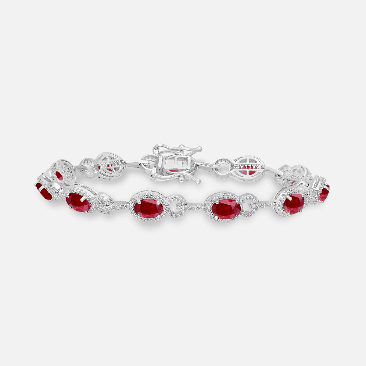 Oval Ruby & Diamond Tennis Bracelet Ruby