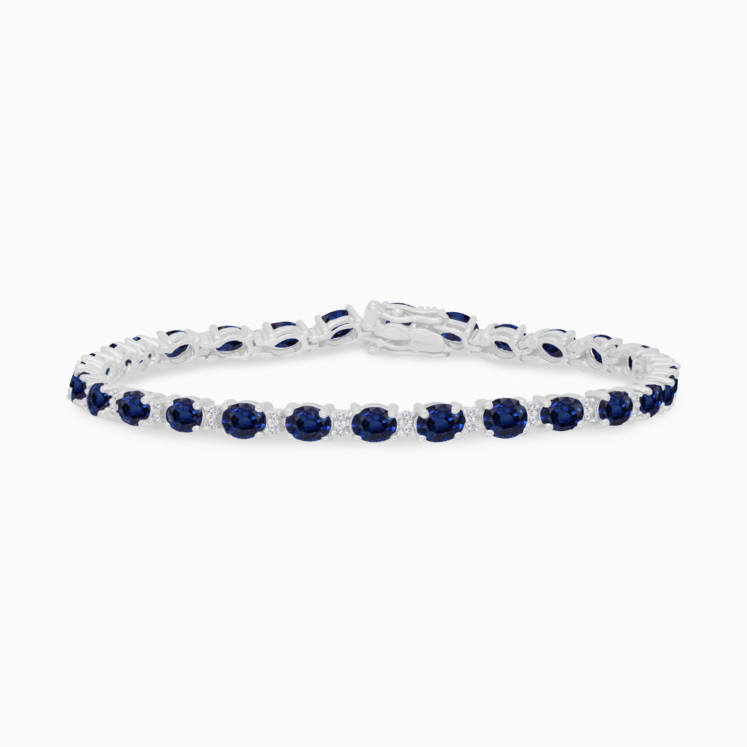 White Gold Diamond Blue Sapphire Bracelet Blue Sapphire