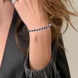 White Gold Diamond Blue Sapphire Bracelet Blue Sapphire