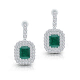 White Gold Emerald & Diamond Heirloom Earrings HEIRLOOM