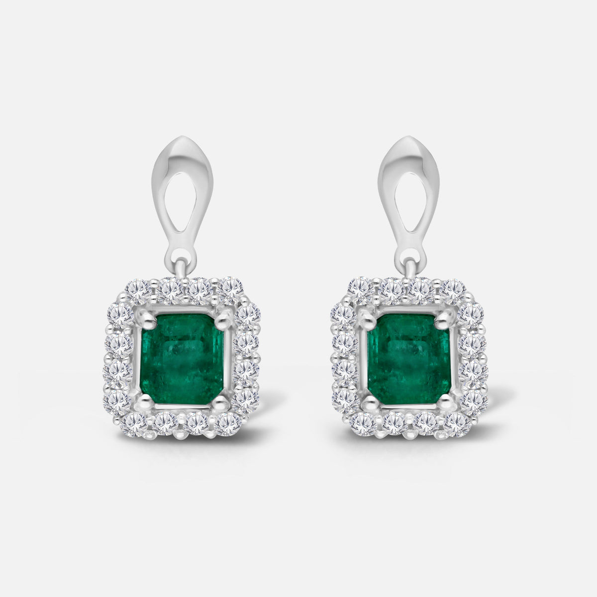 Colombian Diamond Drop Earrings Emerald