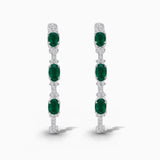Emerald Oval Cut Diamond Hoops
