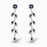 Marquise Blue Sapphire and White Diamond Drop Earrings