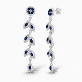 Marquise Blue Sapphire and White Diamond Drop Earrings