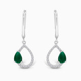 Asymmetric Colombian Pear Emerald & Diamond Earrings
