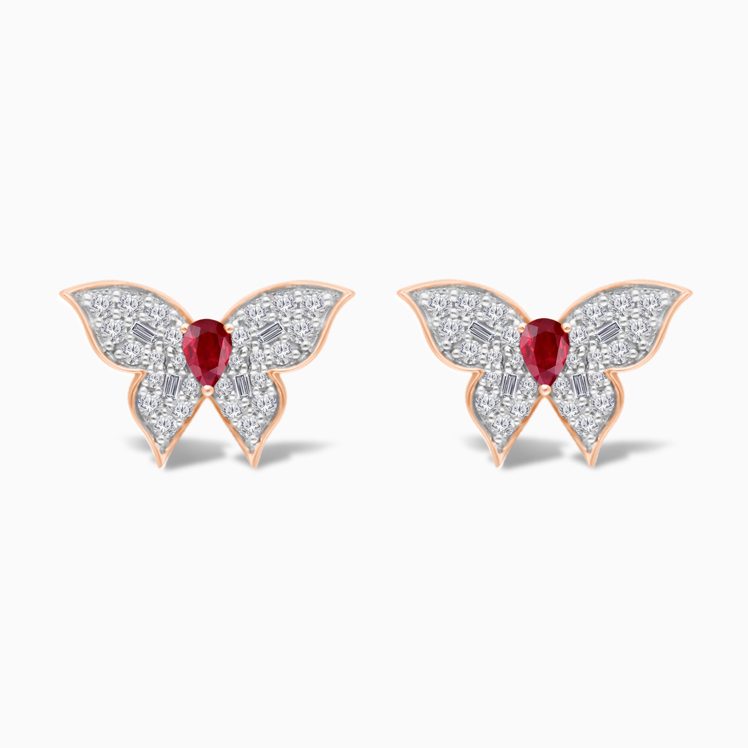 Ruby & Diamond Large Butterfly Earrings