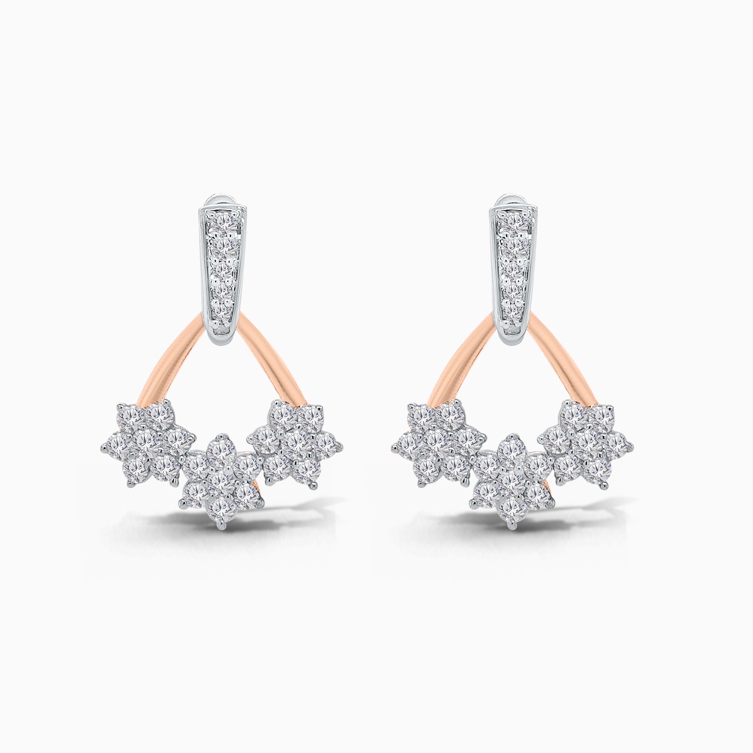 Dual Tone Droplet Fan Earrings