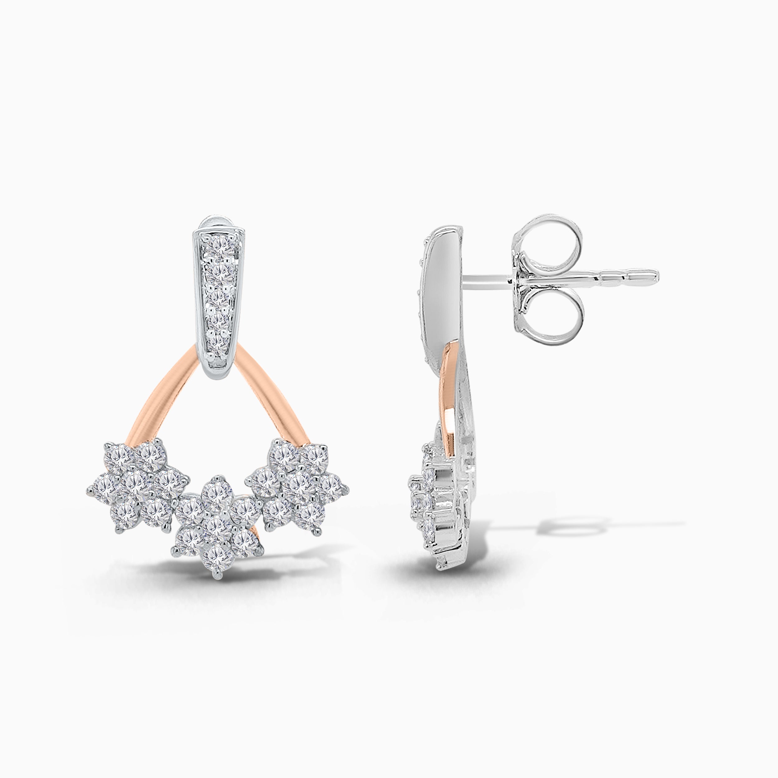 Dual Tone Droplet Fan Earrings